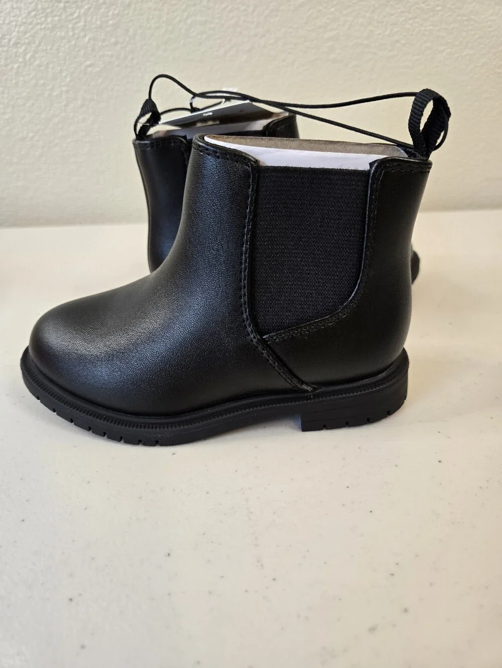 NWT Cat & Jack Black Chelsea Style Zip Ankle Boots Tanner Size 6 7 8 Little Girl